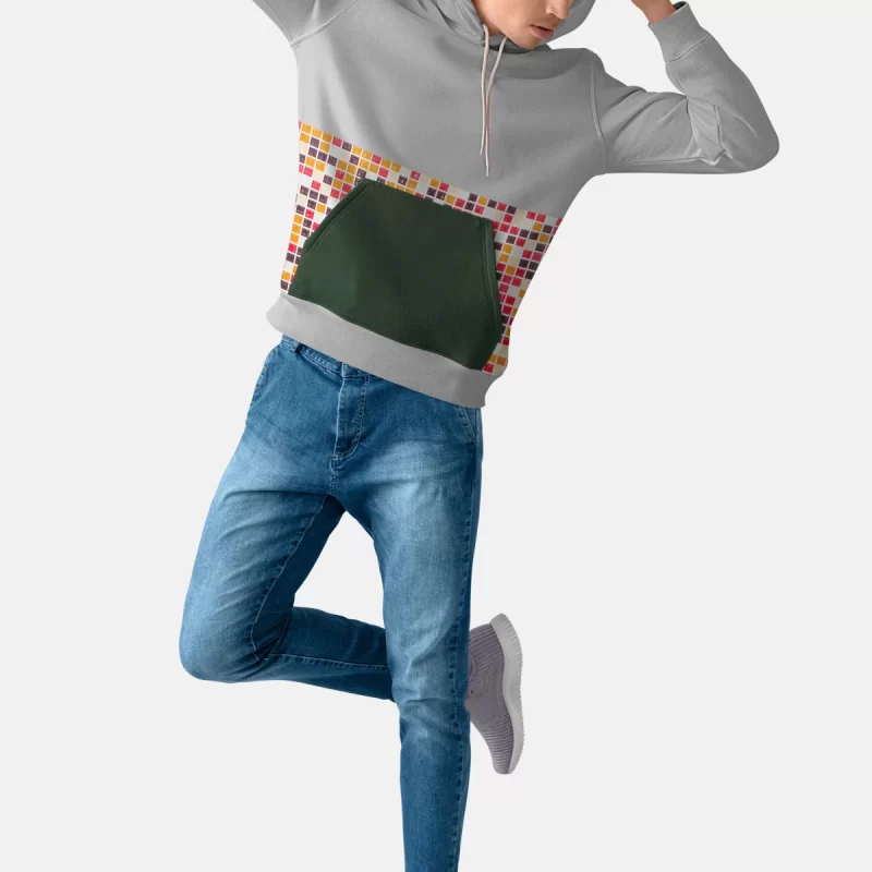 Grey blouse with square pattern
